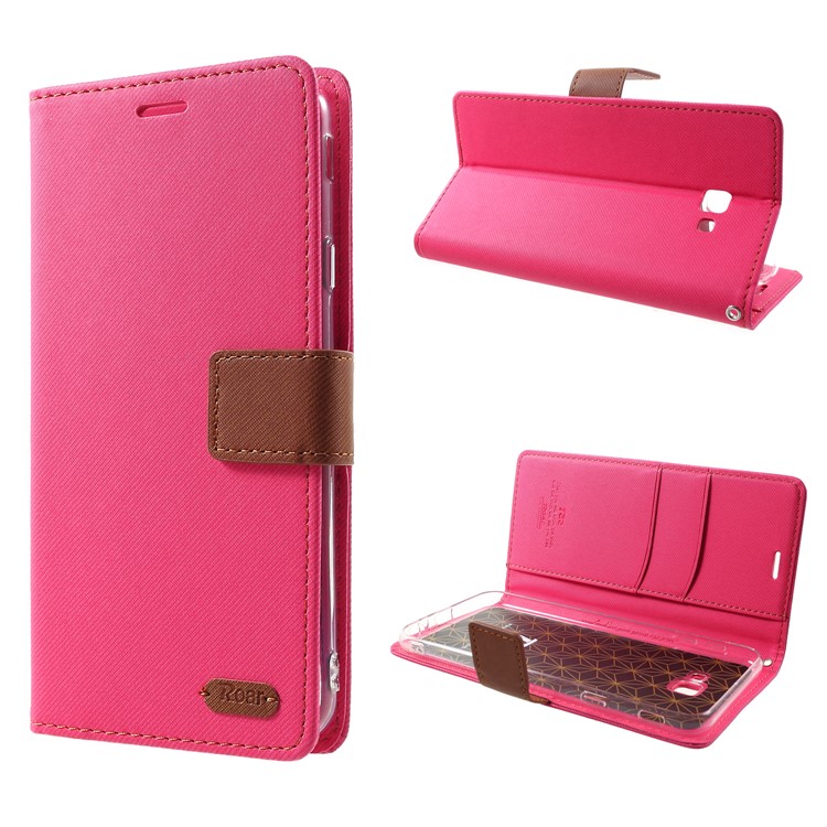 ROAR KOREA Twill Leather Wallet Stand Phone Casing for Samsung Galaxy J4+ - Rose-1