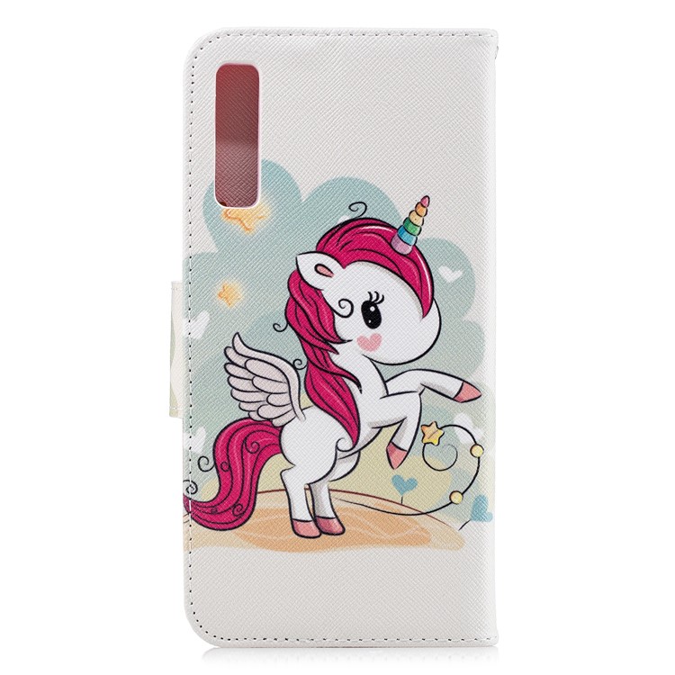 Pattern Printing Wallet Leather Flip Case for Samsung Galaxy A7 (2018) A750 - Unicorn-3