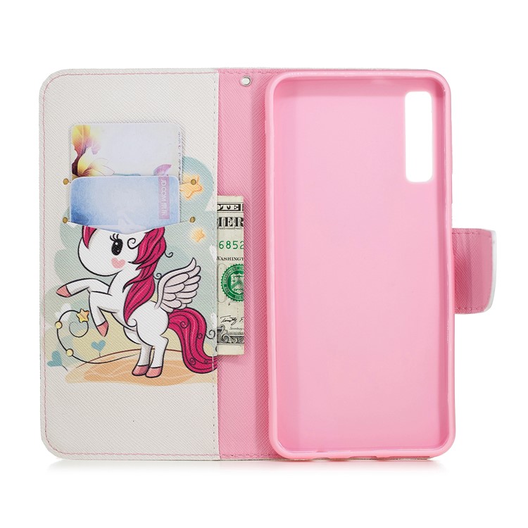 Pattern Printing Wallet Leather Flip Case for Samsung Galaxy A7 (2018) A750 - Unicorn-8