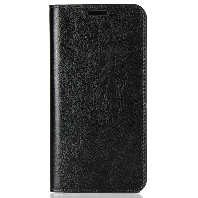 Crazy Horse Texture Genuine Leather Wallet Stand Mobile Cover for Samsung Galaxy A7 (2018) - Black-2