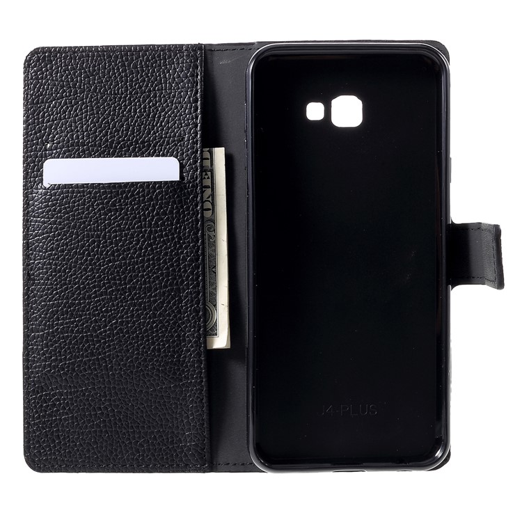 Litchi Texture PU Leather Stand Wallet Flip Cover for Samsung Galaxy J4+ - Black-5