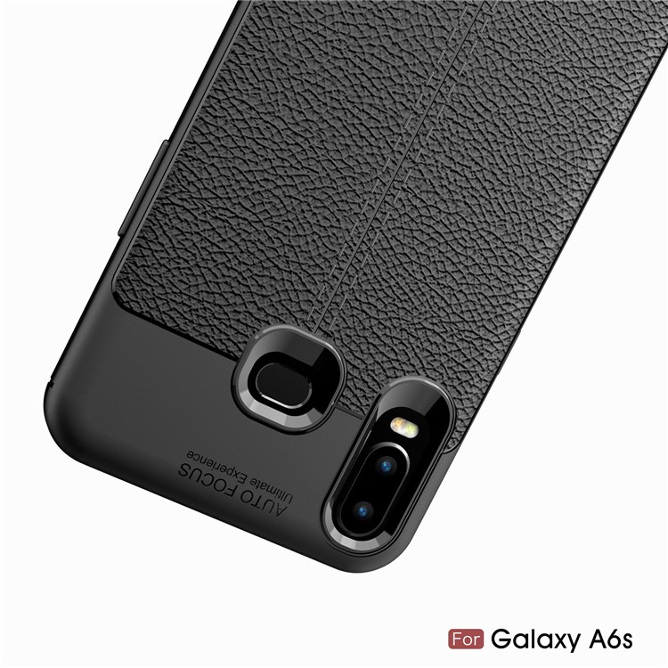 Litchi Texture TPU Case for Samsung Galaxy A6s - Black-13