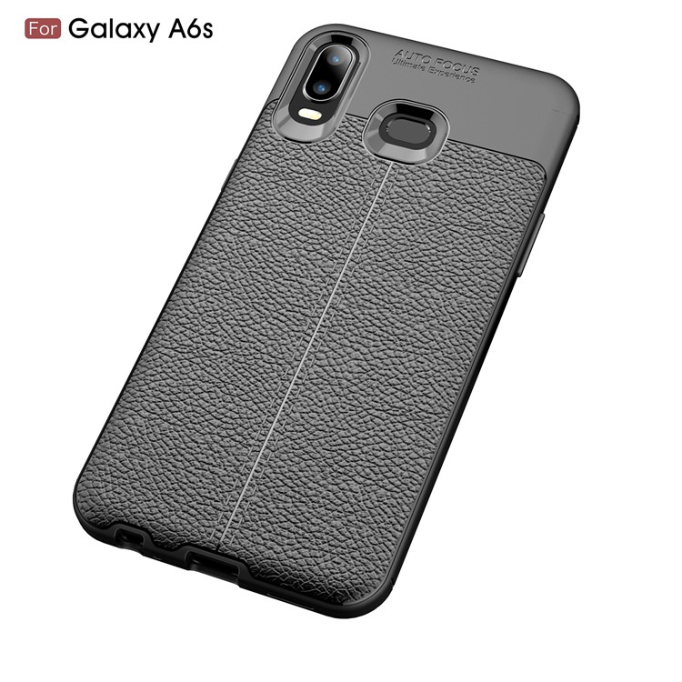 Litchi Texture TPU Case for Samsung Galaxy A6s - Black-14