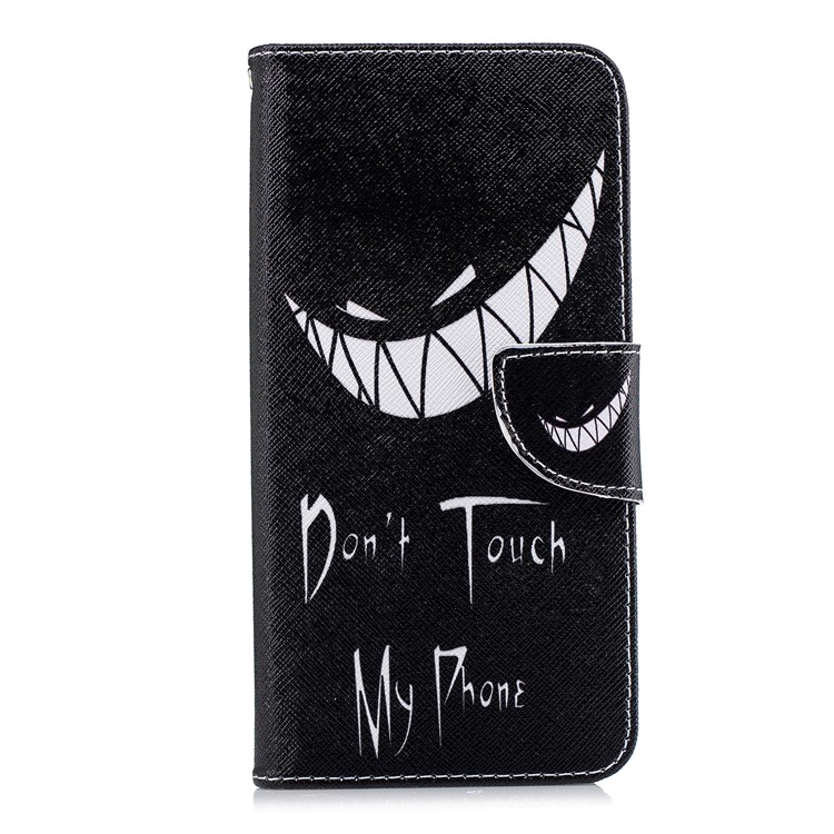 Pattern Printing PU Leather Protection Cell Phone Cover for Samsung Galaxy A7 (2018) A750 - Angry Face-1