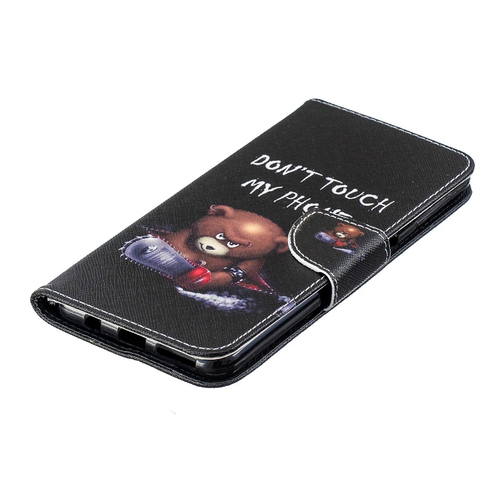 Cáscara Del Teléfono Celular De La Protección Del Cuero De La PU De La Impresión Del Patrón Para La Galaxia A7 De Samsung (2018) A750 - Oso Y Advertencias-7