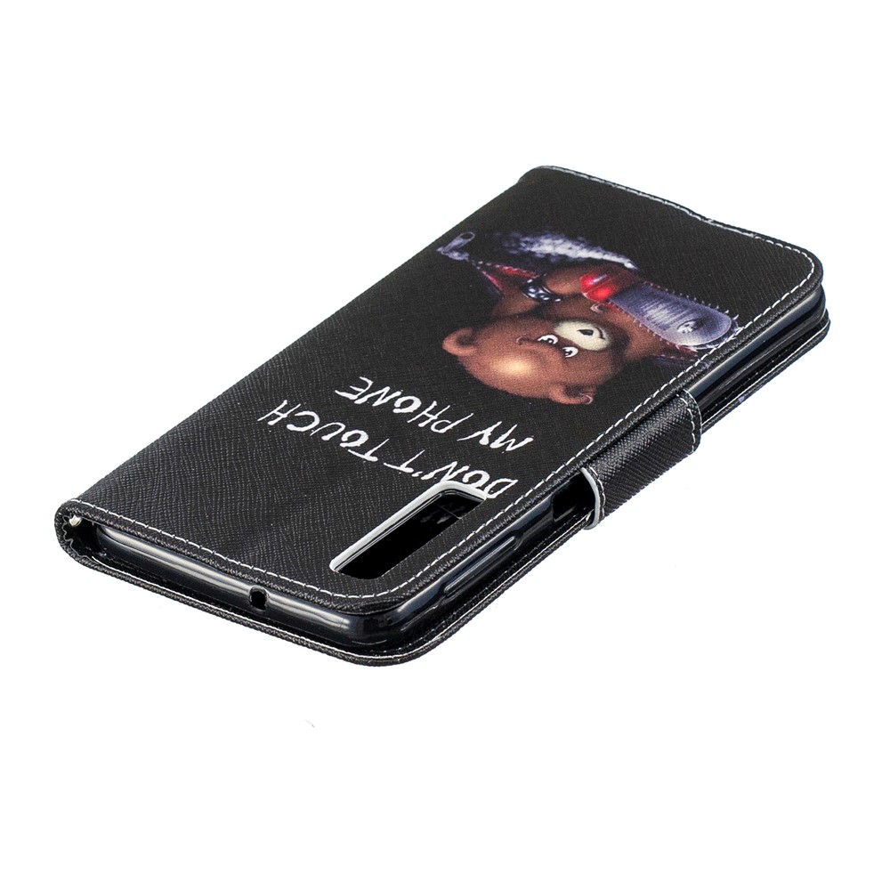 Cáscara Del Teléfono Celular De La Protección Del Cuero De La PU De La Impresión Del Patrón Para La Galaxia A7 De Samsung (2018) A750 - Oso Y Advertencias-8