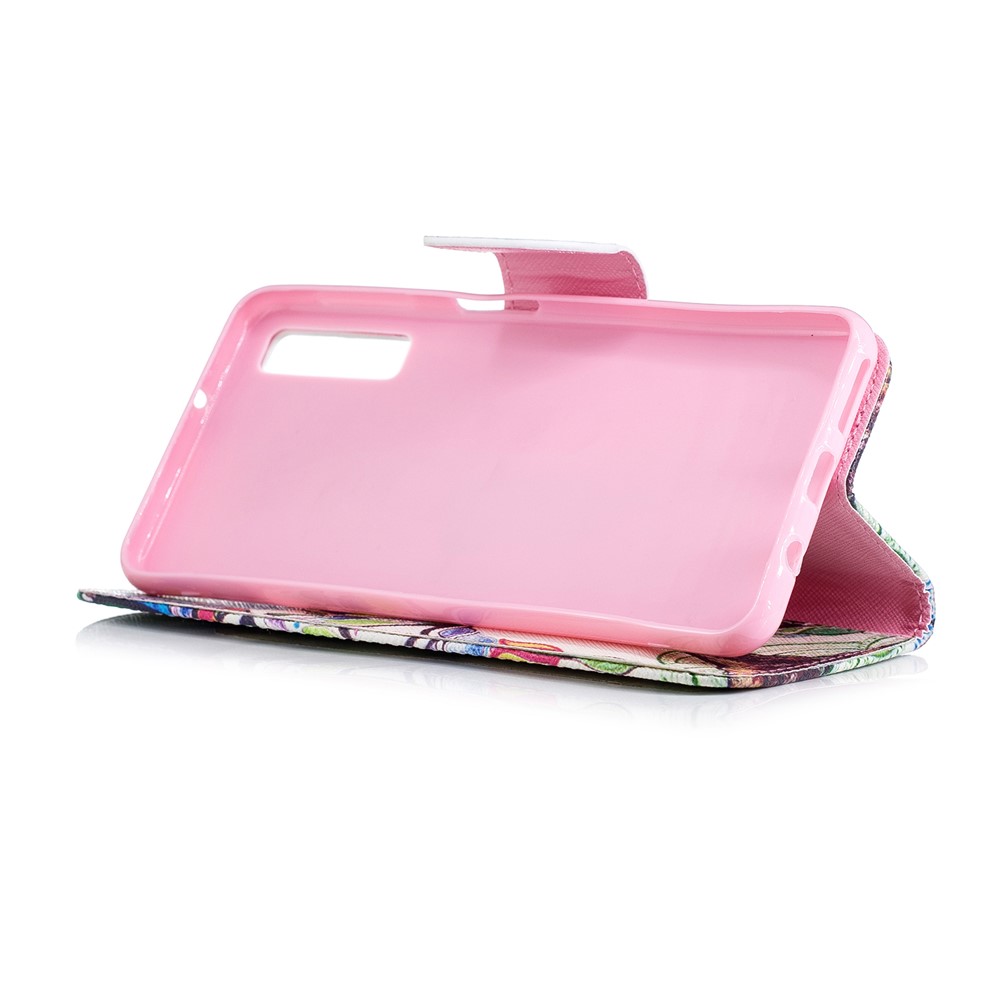 Padrão De Impressão PU Couro Proteção Celular Caixa Para Samsung Galaxy A7 (2018) A750 - Árvore Colorida-6