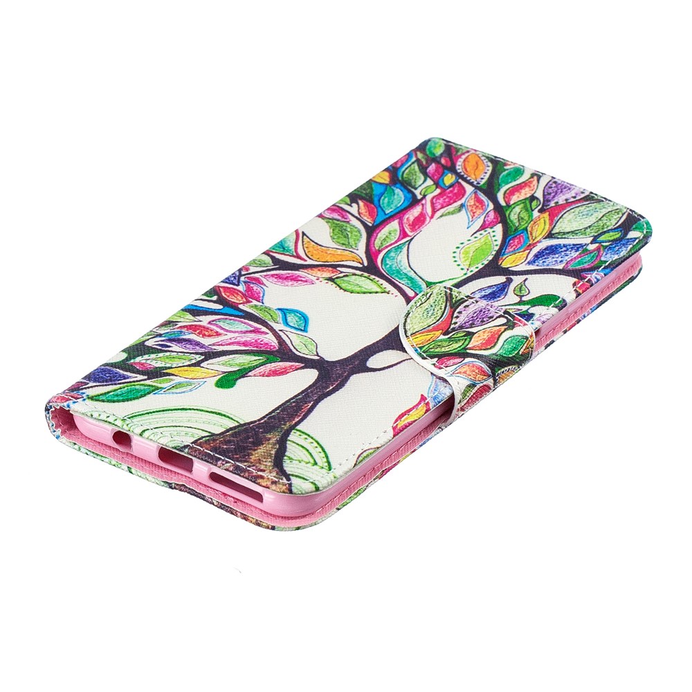 Padrão De Impressão PU Couro Proteção Celular Caixa Para Samsung Galaxy A7 (2018) A750 - Árvore Colorida-7