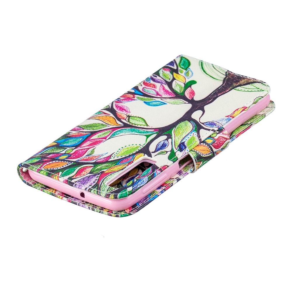 Padrão De Impressão PU Couro Proteção Celular Caixa Para Samsung Galaxy A7 (2018) A750 - Árvore Colorida-8