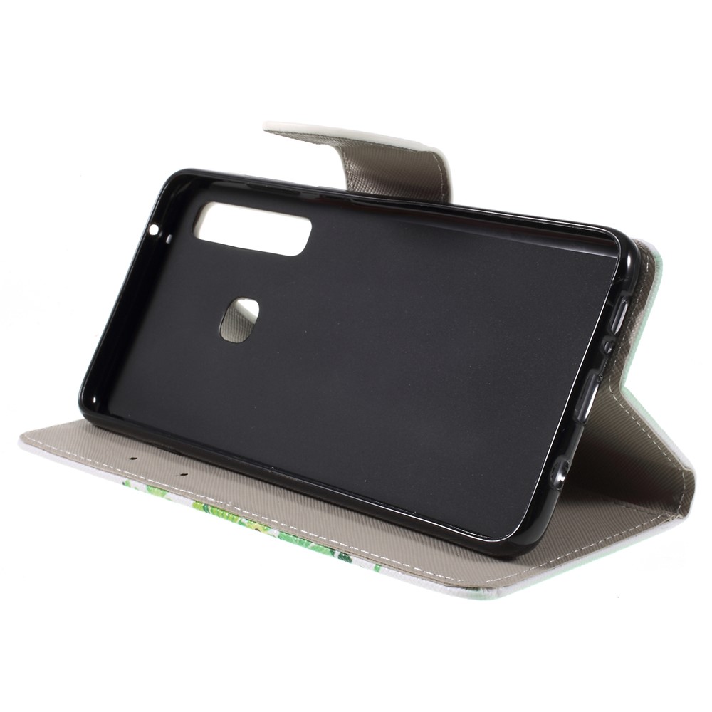 Shell De Couro De Carteira Cruz Textura Padronizada Para Samsung Galaxy A9 (2018) / A9 Estrelas Pro / A9s - Árvore Verde-5