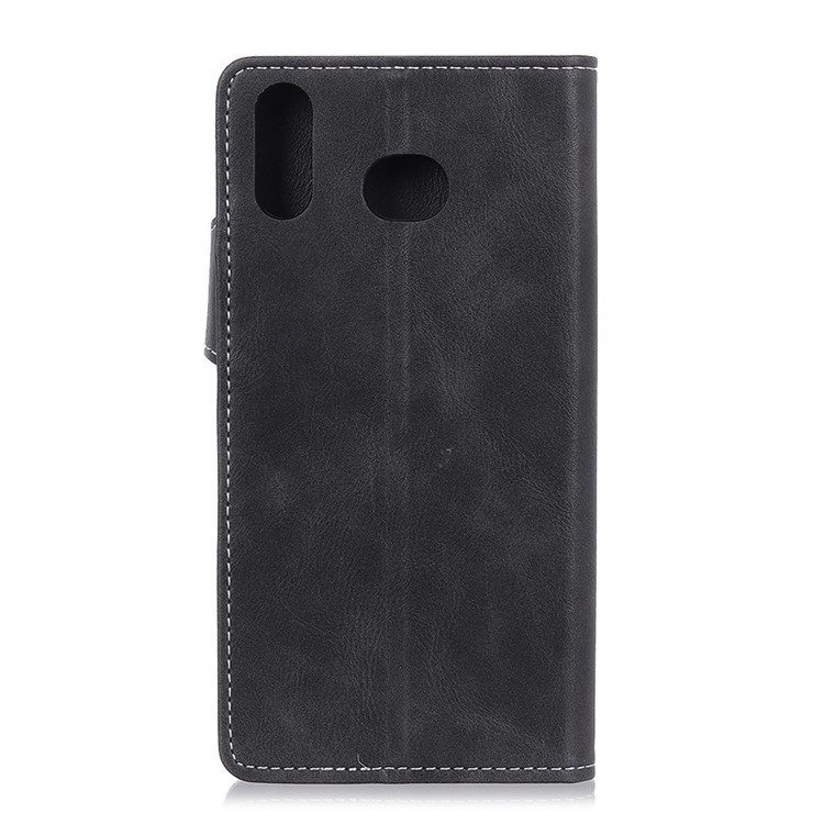 S-shape Textured Wallet Stand Leather Phone Case for Samsung Galaxy A6s - Black-6