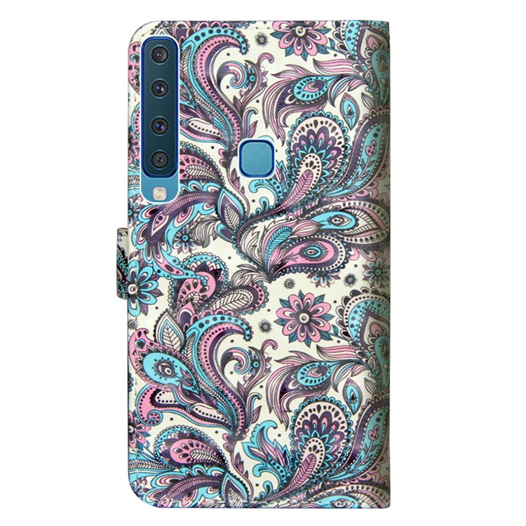 Pattern Printing Light Spot Decor Wallet Stand Leather Flip Mobile Phone Cover for Samsung Galaxy A9 (2018) / A9 Star Pro / A9s - Paisley Flower-5