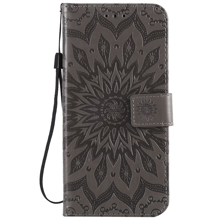 Imprint Sunflower PU Leather Phone Case for Samsung Galaxy A9 (2018) / A9 Star Pro / A9s - Grey-2