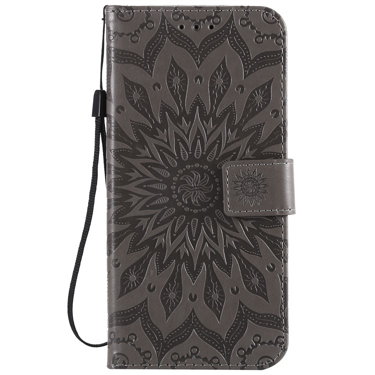 Imprint Sunflower PU Leather Phone Case for Samsung Galaxy A9 (2018) / A9 Star Pro / A9s - Grey-2