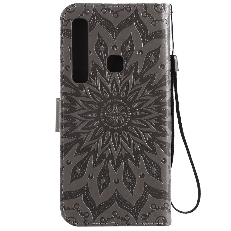 Imprint Sunflower PU Leather Phone Case for Samsung Galaxy A9 (2018) / A9 Star Pro / A9s - Grey-3