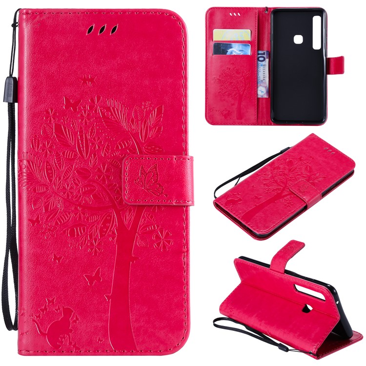 

Imprint Cat and Tree Wallet Leather Flip Case for Samsung Galaxy A9 (2018) / A9 Star Pro / A9s - Rose, Galaxy A9 (2018)