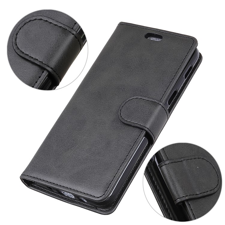 Matte Skin Wallet Leather Stand Case for Samsung Galaxy A6s - Black-6