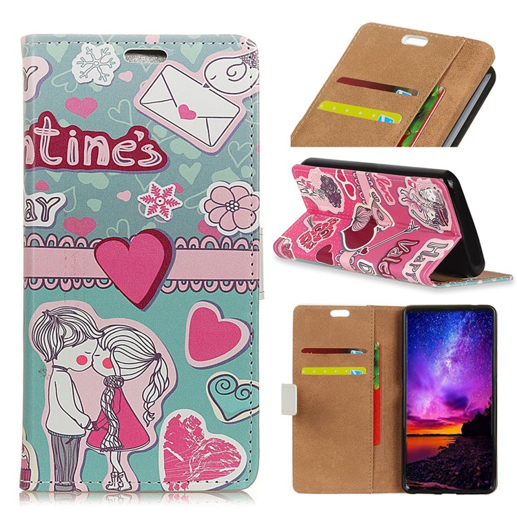 

Pattern Printing PU Leather Flip Cover for Samsung Galaxy A6s - Kissing Lovers, Galaxy A6s