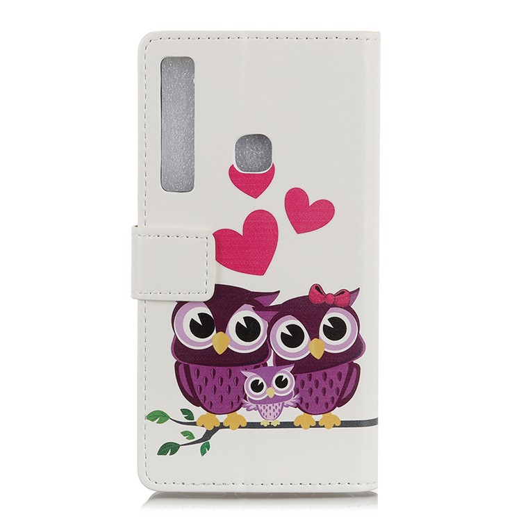 Pattern Printing Leather Case for Samsung Galaxy A9 (2018)/A9 Star Pro/A9s - Sweet Owl Family-2