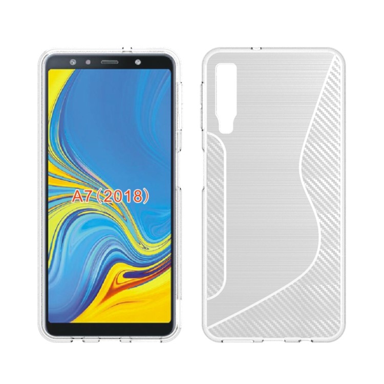 

Для Samsung Galaxy A7 (2018) S Форма Углеродного Волокна Текстура Щеткой ТПУ Покрытие Телефона - Белый, Galaxy A7 (2018)
