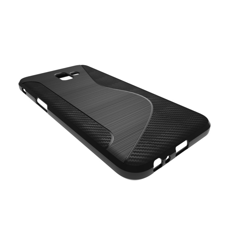 S Shape TPU Case Carbon Fiber Texture Brushed Mobile Cover for Samsung Galaxy J6+ - Black-4