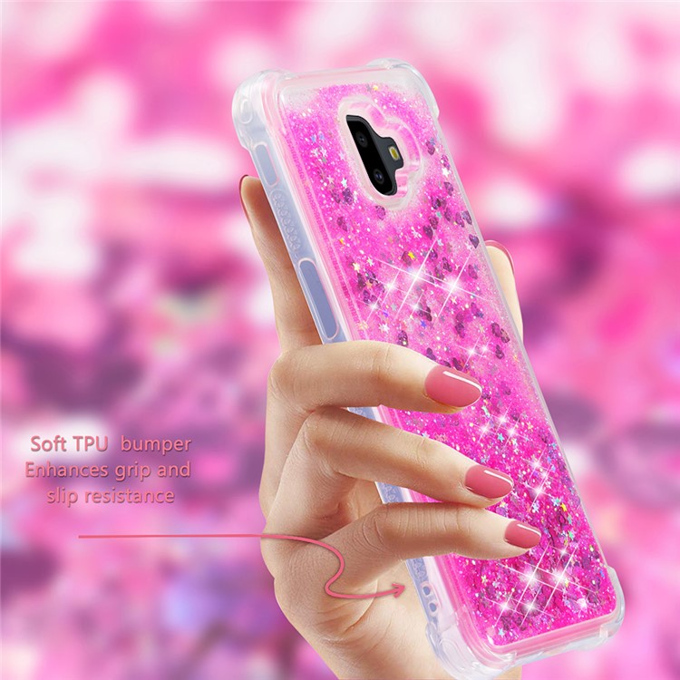 Glitter Powder Quicksand Shockproof TPU Gel Case for Samsung Galaxy J6 Plus J610F / J6 Prime - Rose-2