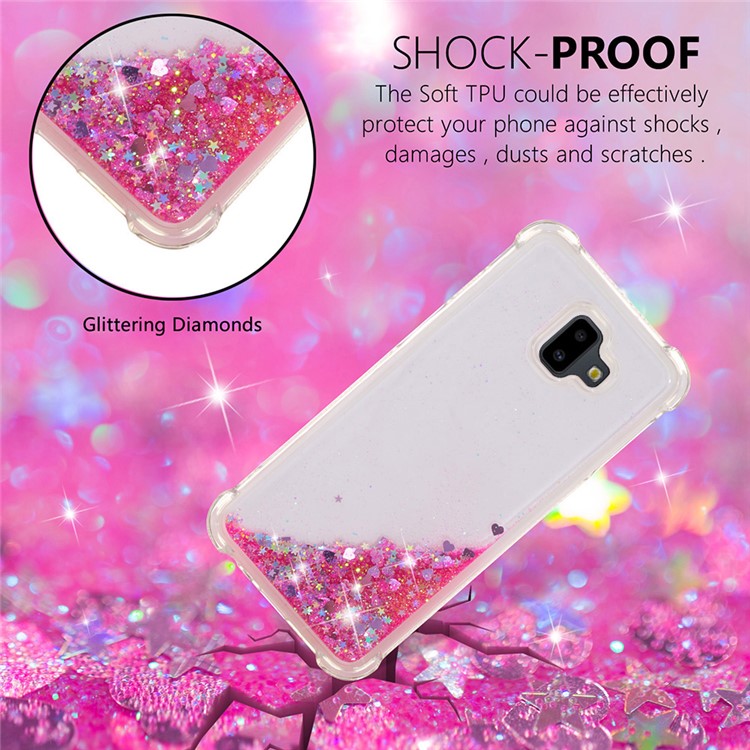 Glitter Powder Quicksand Shockproof TPU Gel Case for Samsung Galaxy J6 Plus J610F / J6 Prime - Rose-7