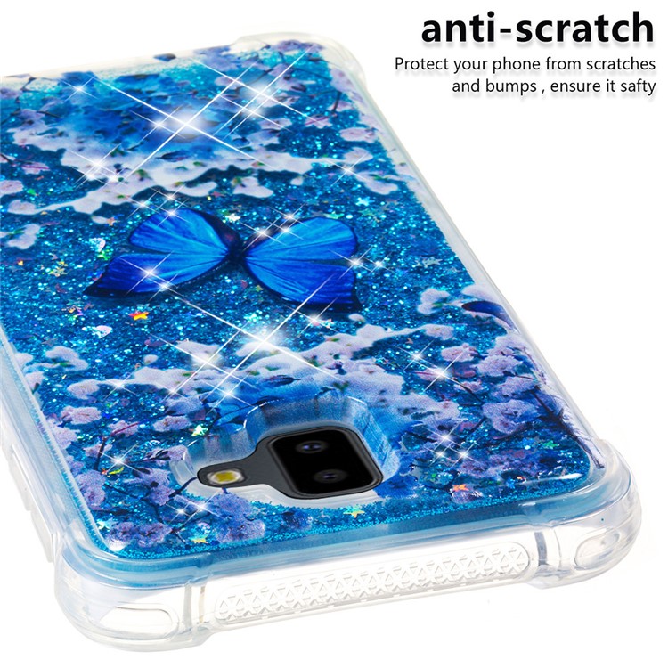 Patterned Quicksand Shockproof TPU Case for Samsung Galaxy J6 Plus / J6 Prime - Blue Butterfly-3