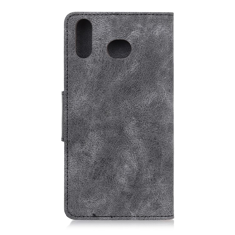 Vintage Style Wallet Stand Split Leather Phone Casing for Samsung Galaxy A6s - Grey-6