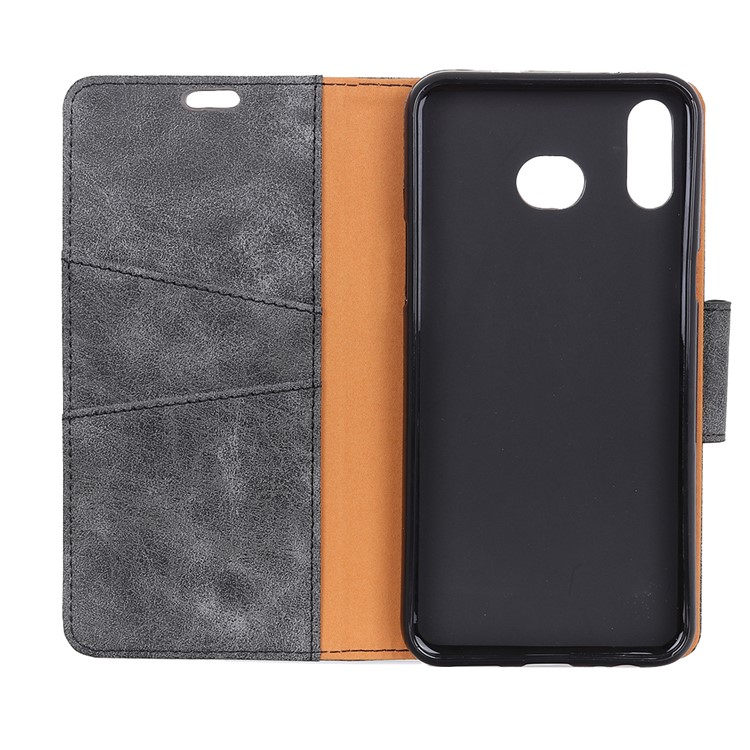 Vintage Style Wallet Stand Split Leather Phone Casing for Samsung Galaxy A6s - Grey-7