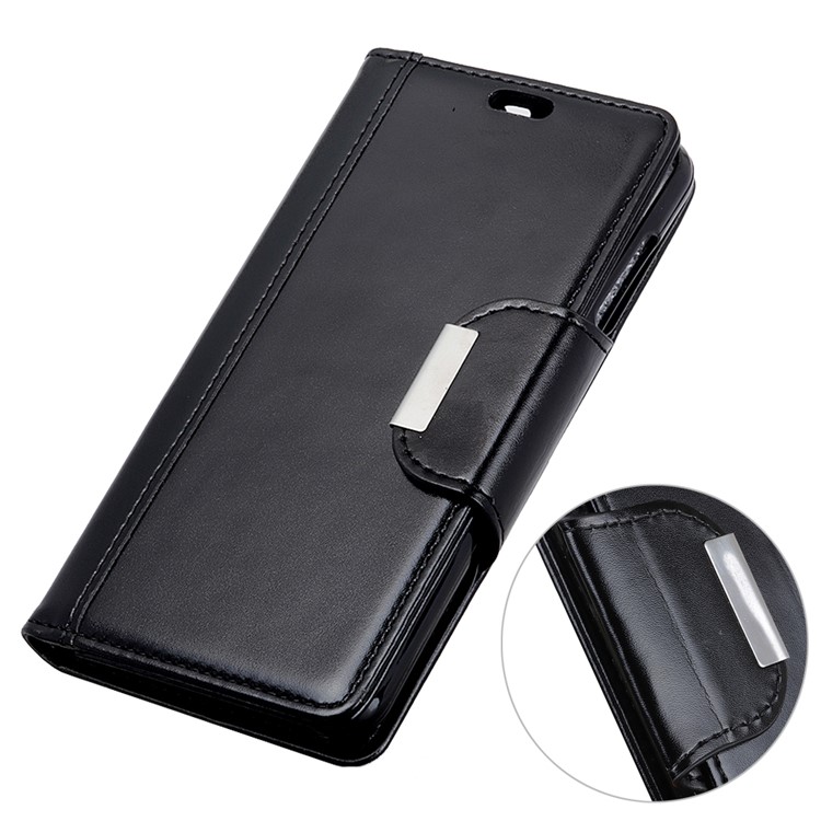 For Samsung Galaxy A6s PU Leather Phone Case / Wallet / Stand / Double-sided Magnetic Strap - Black-2