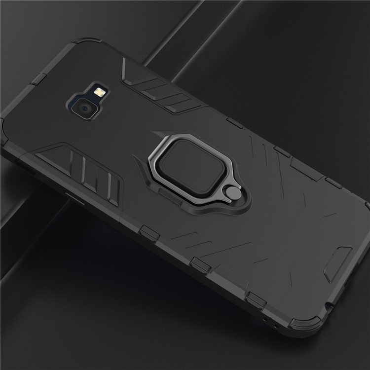 Hybrid PC TPU Finger Ring Kickstand Phone Case for Samsung Galaxy J4+ - Black-8