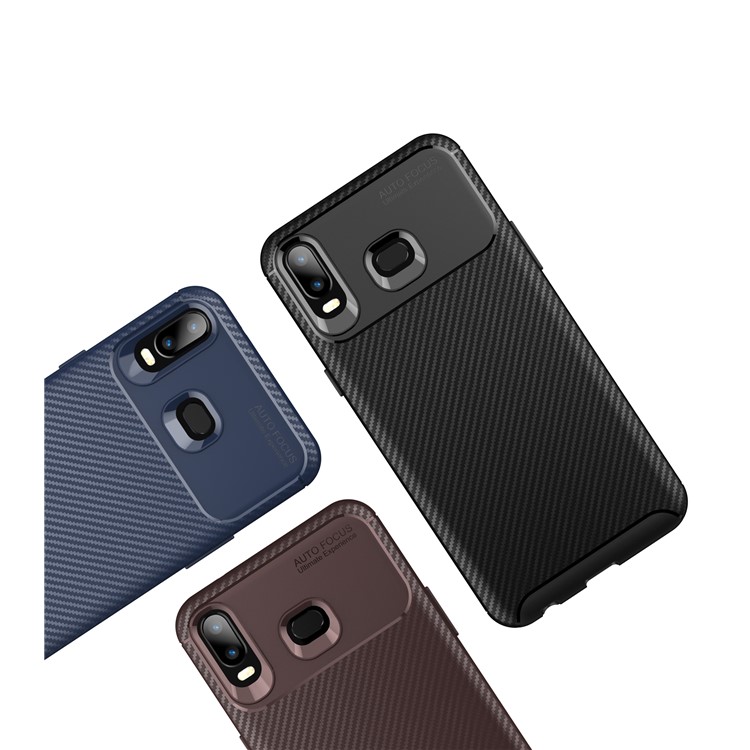 Drop Resistant Carbon Fiber TPU Case for Samsung Galaxy A6s - Black-10