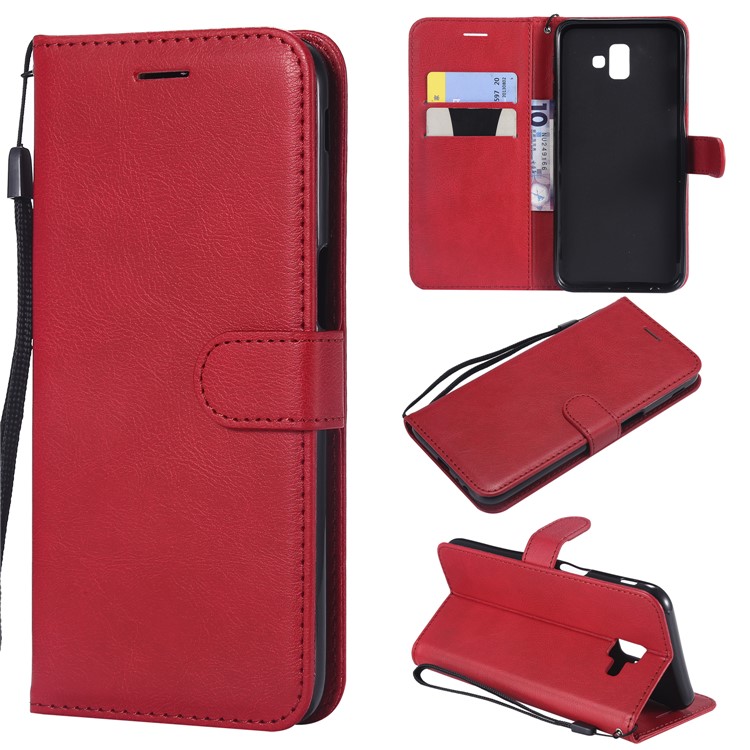 

Wallet Stand PU Leather Phone Shell for Samsung Galaxy J6+ J610F / J6 Prime - Red, Galaxy J6+