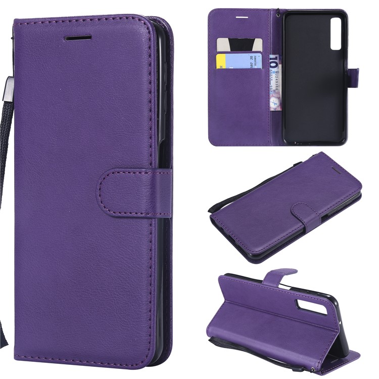 

For Samsung Galaxy A7 (2018) A750 Solid Color PU Leather Flip Phone Cover - Purple, Galaxy A7 (2018)