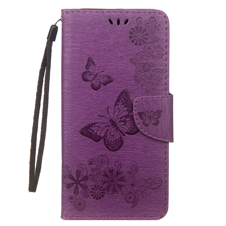 

Imprint Butterfly Flower Magnetic Leather Wallet Case for Samsung Galaxy J6+ - Purple, Galaxy J6+