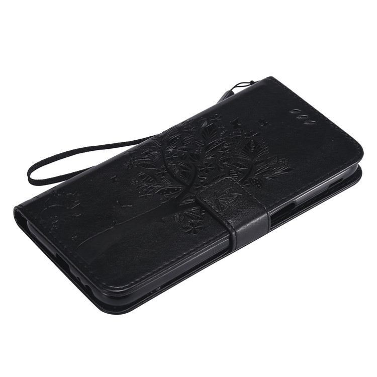 Imprint Cat and Tree Wallet Leather Case for Samsung Galaxy J6+ J610F/J6 Prime - Black-5