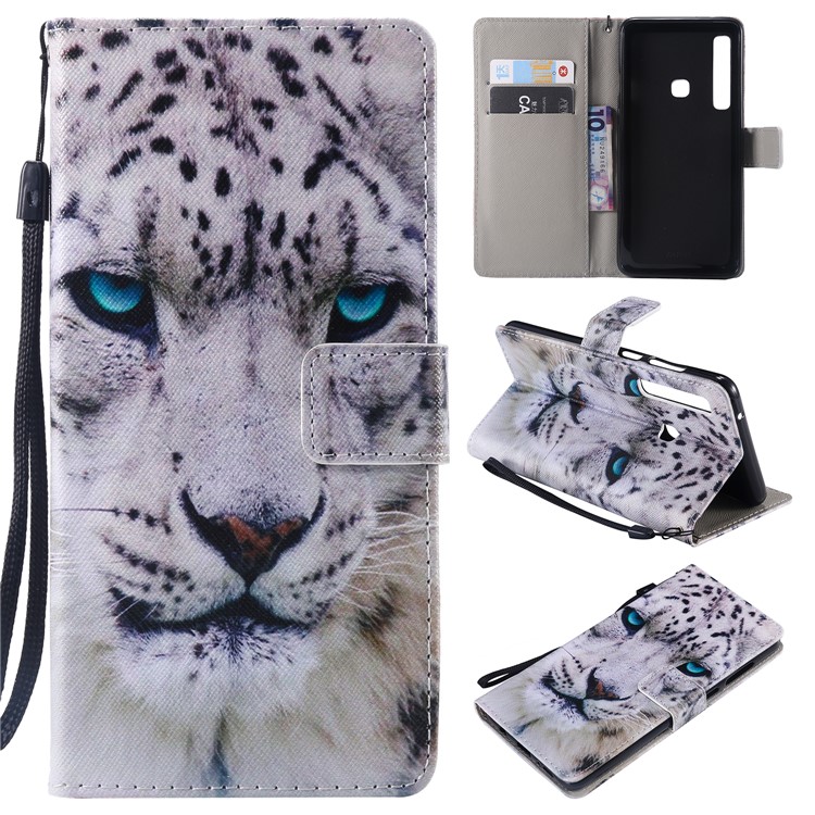 Patterned Wallet Stand Magnetic Leather Flip Mobile Case for Samsung Galaxy A9 (2018) / A9 Star Pro / A9s - Leopard Face-1