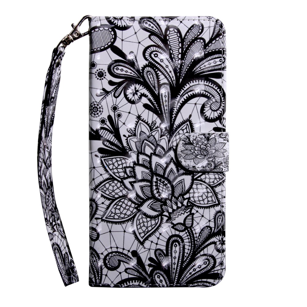 Custodia in Pelle di Stampa a Pattern Per Samsung Galaxy J5 (2017) Versione ue / J5 Pro (2017) - Fiore di Pizzo