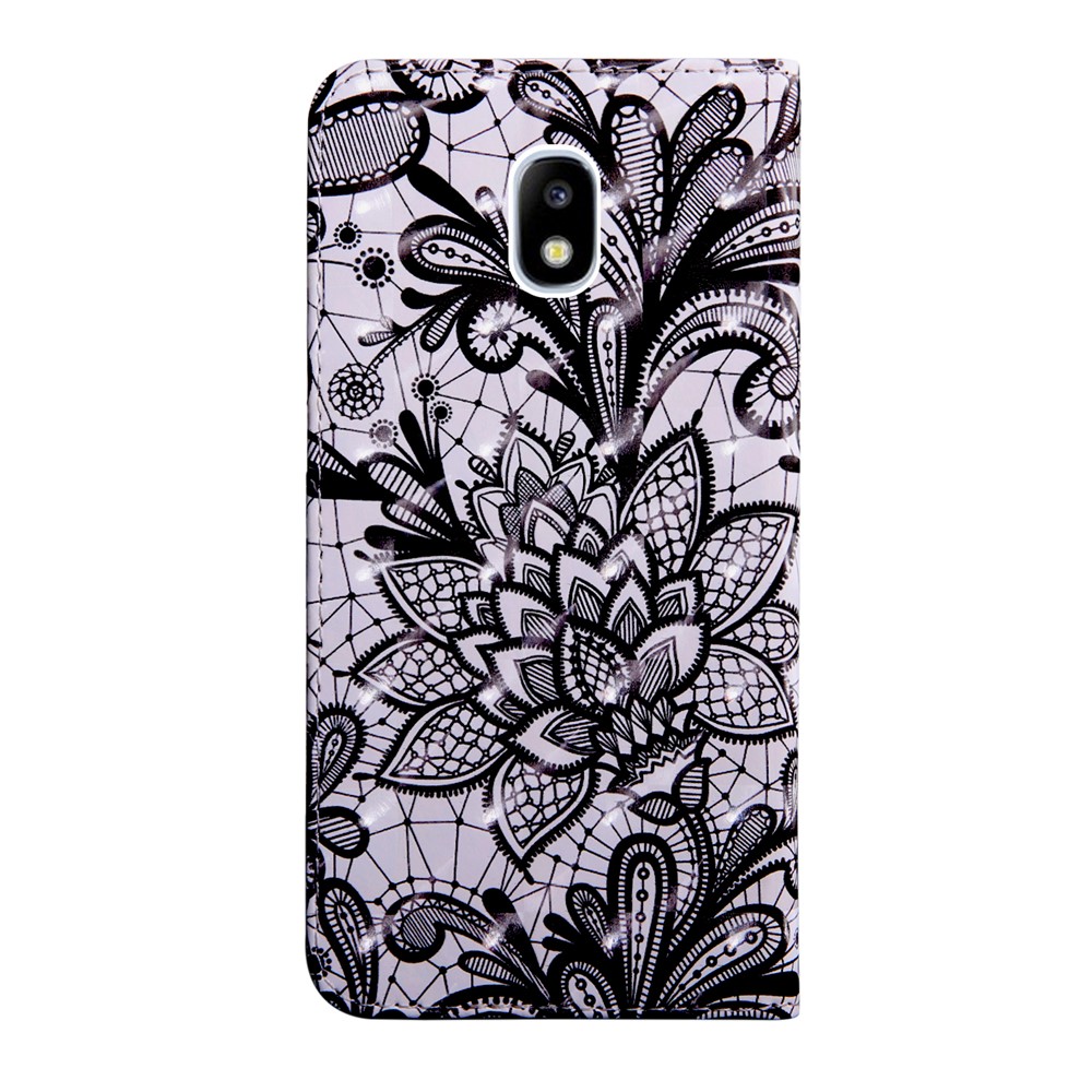 Custodia in Pelle di Stampa a Pattern Per Samsung Galaxy J5 (2017) Versione ue / J5 Pro (2017) - Fiore di Pizzo