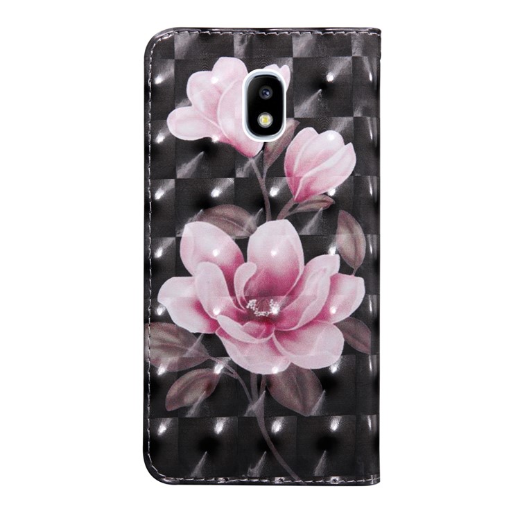 Musterdruckkartenhalter Leder Mobile Hülle Für Samsung Galaxy J5 (2017) EU -version / J5 Pro (2017) - Pinke Blumen