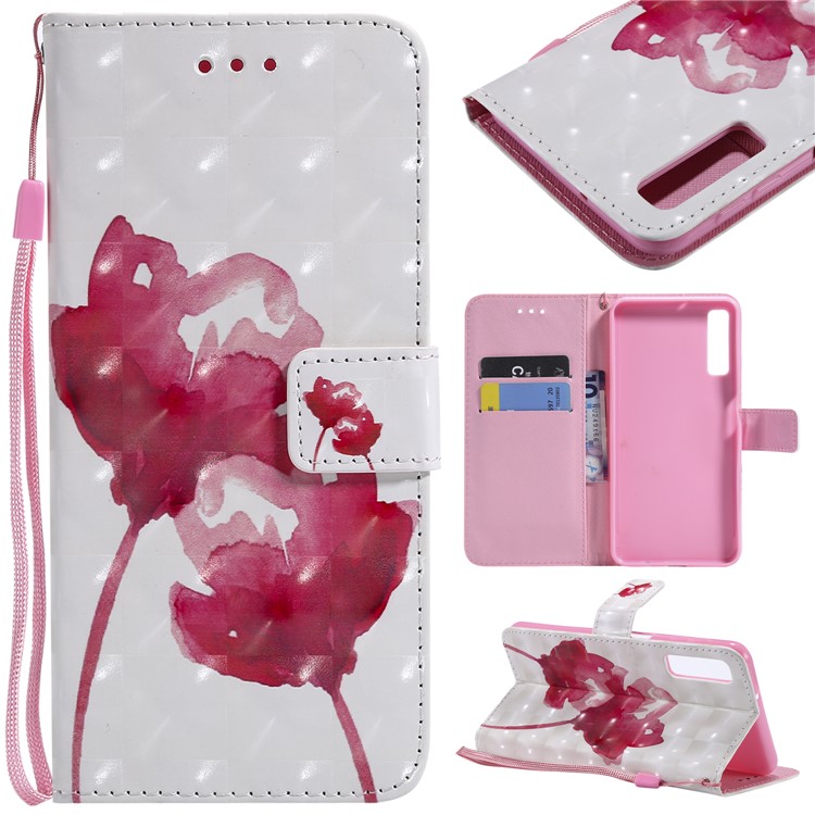 

Light Spot Decor Patterned Leather Wallet Cover for Samsung Galaxy A7 (2018) - Vivid Flowers, Galaxy A7 (2018)