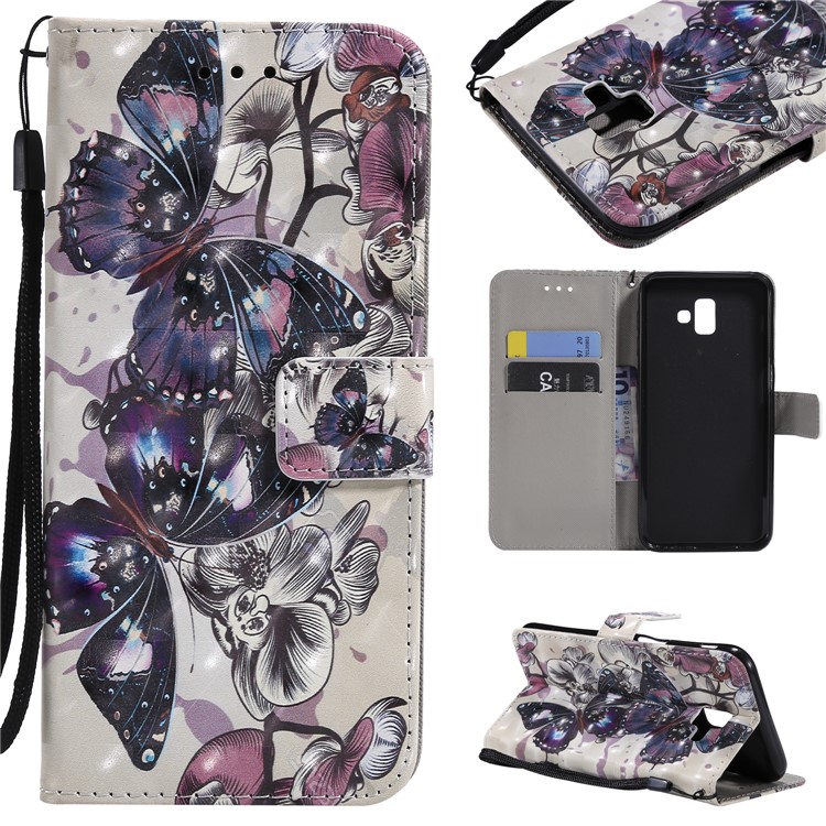 

Light Spot Decor Patterned Wallet Leather Stand Cover for Samsung Galaxy J6+ - Butterfly Pattern, Galaxy J6+