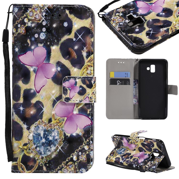 

Light Spot Decor Patterned Leather Wallet Phone Case for Samsung Galaxy J6+ - Elegant Butterfly, Galaxy J6+