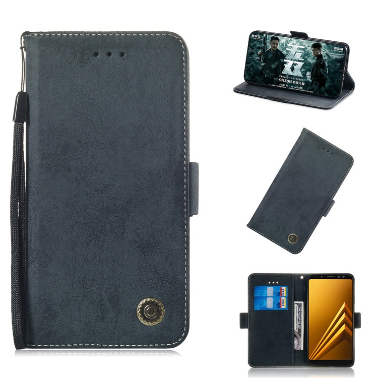 

Retro Style PU Leather Casing for Samsung Galaxy A7 (2018) - Dark Blue, Galaxy A7 (2018)