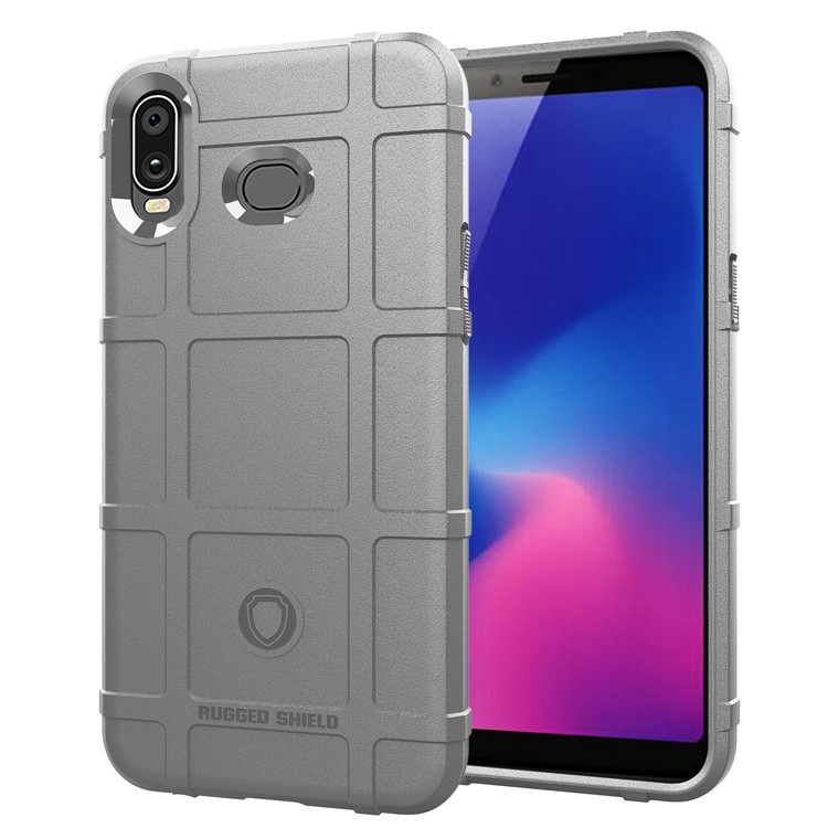 Anti-shock Square Grid Texture Soft TPU Phone Case for Samsung Galaxy A6s - Grey-1