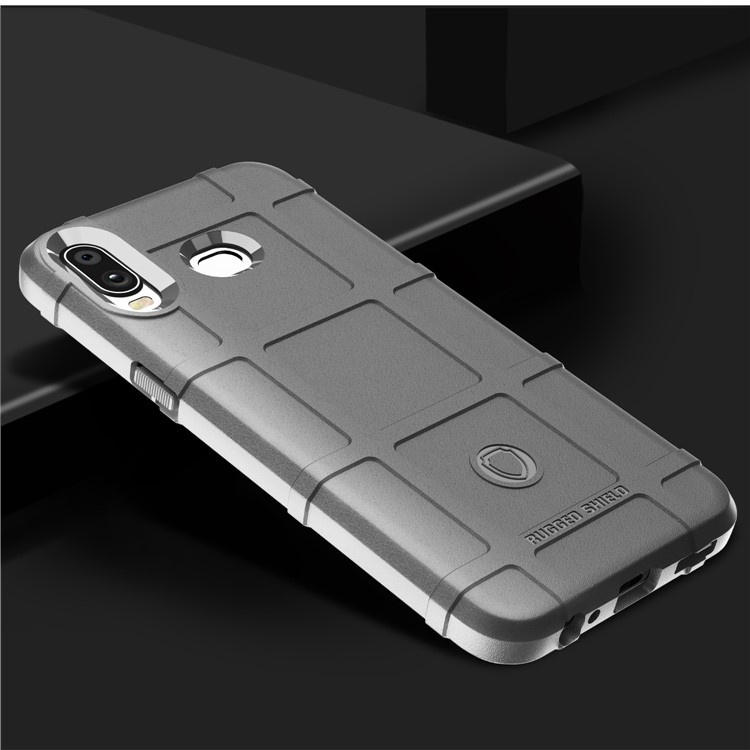 Anti-shock Square Grid Texture Soft TPU Phone Case for Samsung Galaxy A6s - Grey-2