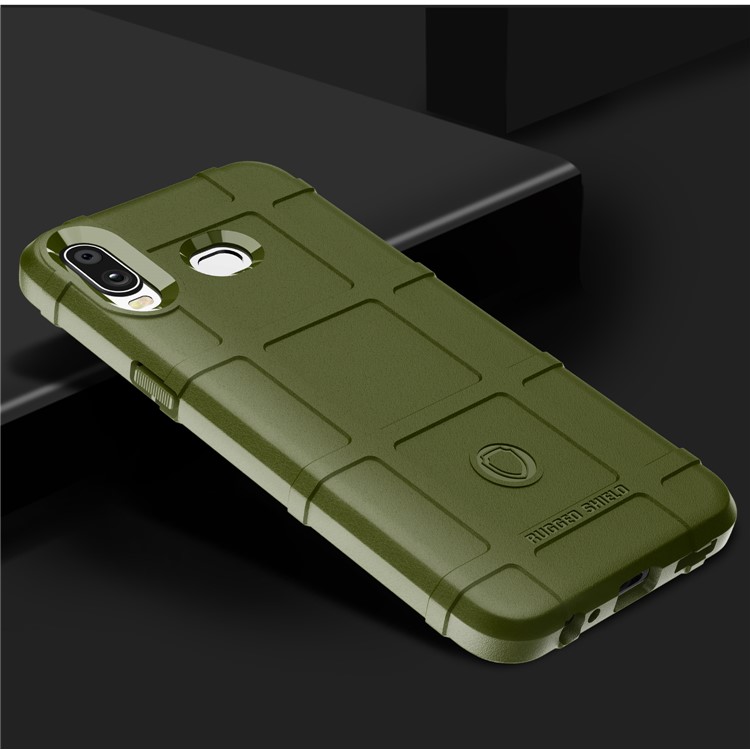 Anti-shock Square Grid Texture Soft TPU Phone Cover for Samsung Galaxy A6s - Army Green-2
