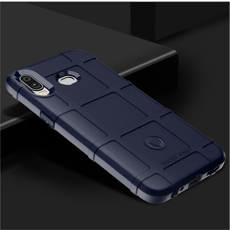 Anti-shock Square Grid Texture Soft TPU Phone Shell for Samsung Galaxy A6s - Dark Blue-2