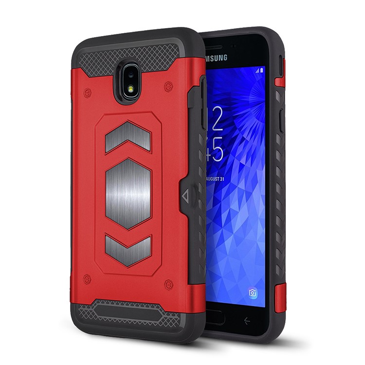 

PC + TPU Combo Card Holder Shell for Samsung Galaxy J7 (2018) (Built-in Magnetic Holder Metal Sheet) - Red, Galaxy J7 (2018)